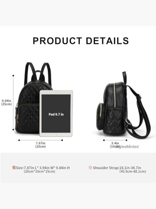 Quilted Small Backpack PU Leather Daypack Purse Women Fashion main image 6